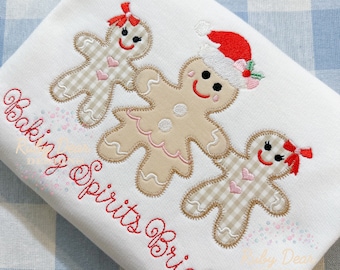 Gingerbread Girl Club Trio Appliqué Zig Zag Stitch Machine Embroidery Design