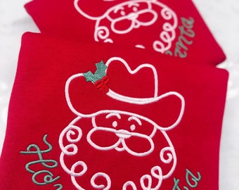 Cowboy Santa Satin Stitch Outline Machine Embroidery Design