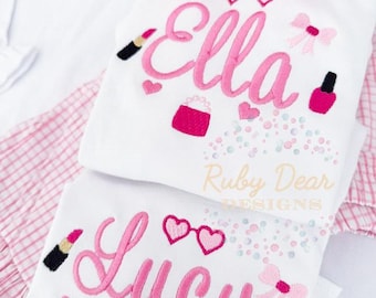 Build Your Own Girls Makeup Satin and Fill Stitch Machine Embroidery Design