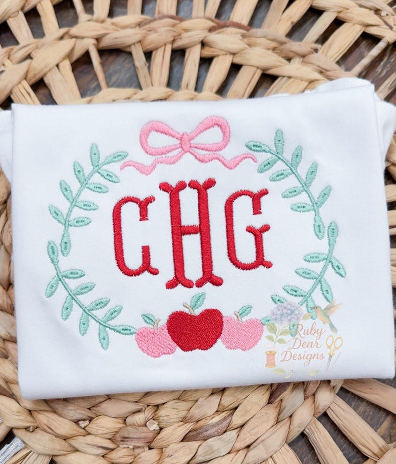 Apple Laurel Frame Satin and Fill Stitch Machine Embroidery Design - Etsy