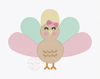 Turkey Girl Sketch Stitch Machine Embroidery Design