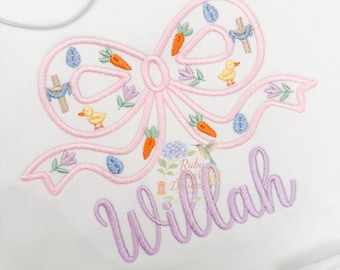 Easter Bow Minis Satin Outline or Appliqué Machine Embroidery Design