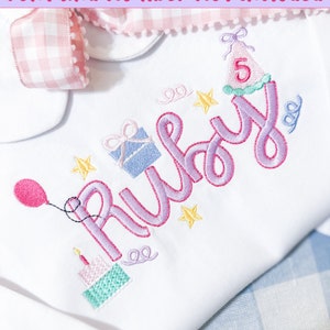 Build Your Own Birthday Girl Minis Bundle of 6 Designs Satin and Fill Stitch Machine Embroidery Design