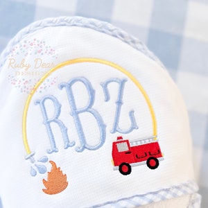 Firetruck Monogram Frame Machine Embroidery Design