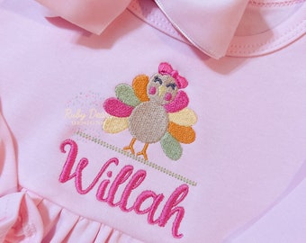 Turkey Girl Fancy Mini Fill and Satin Stitch Machine Embroidery Design