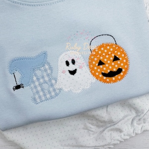 BOO Boy Applique Zig Zag Stitch Machine Embroidery Design