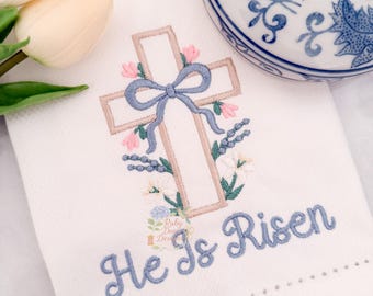 Blumen Kreuz Satin Umriss Ostern Maschinenstickerei