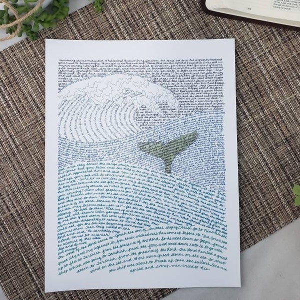 The Book of Jonah Word Art Print--Christian Bible Wall Hanging