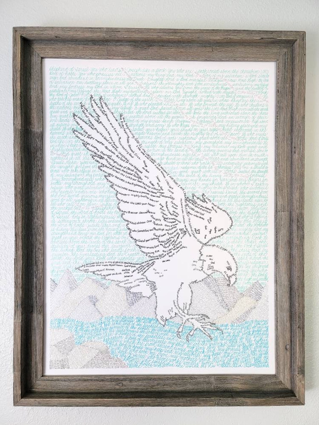 On Wings Like Eagles Word Art Print, Names of God From Genesis Through ...