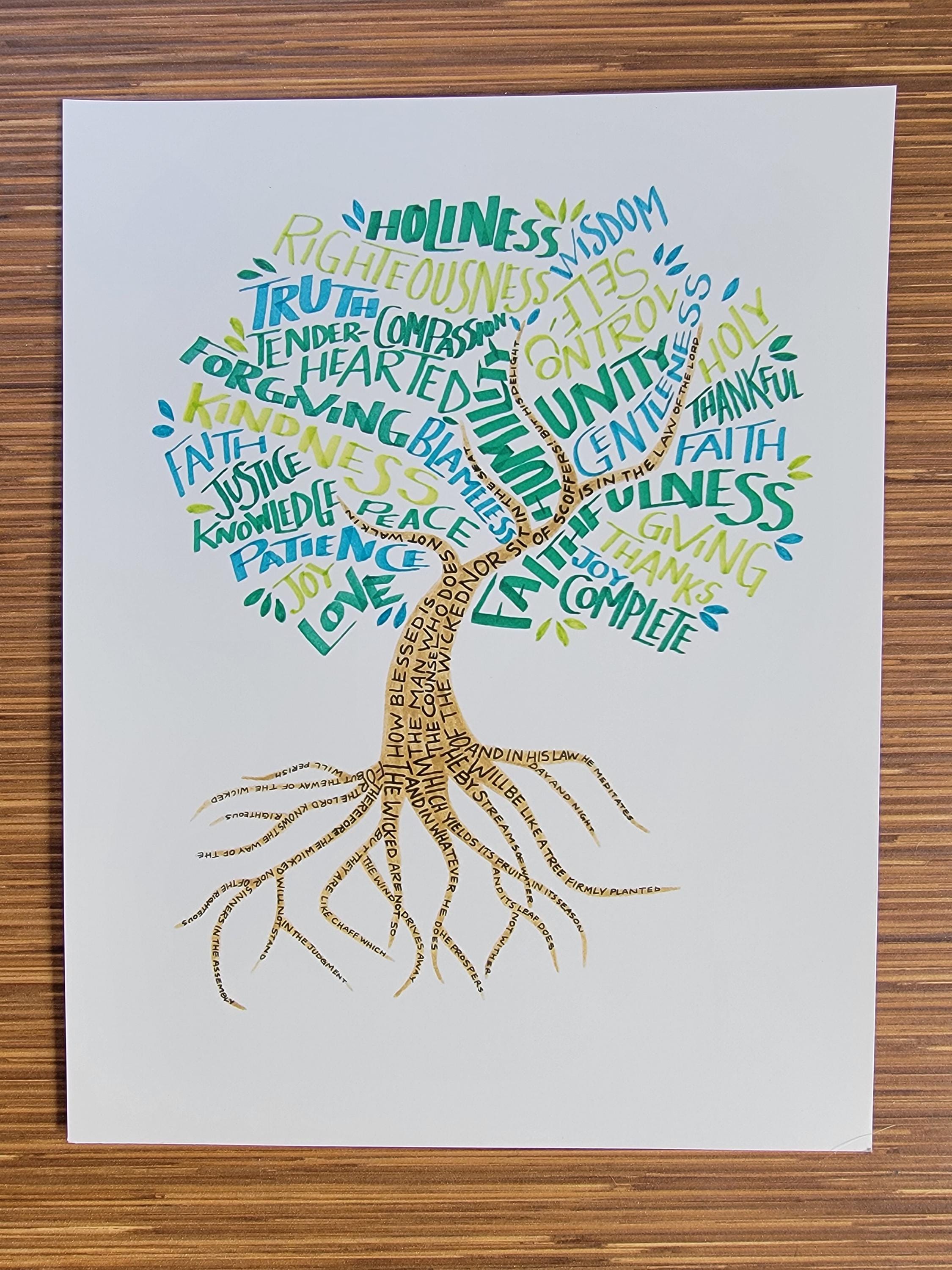 Psalm 1 - Tree Firmly Planted Word Art Print - Fruit of the Spirit  Christian Wall Decor - Etsy