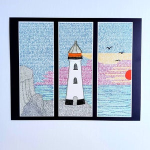 Psalm 119--The Lighthouse--With NAVY Background--Christian Word Art Print--Scripture Verse Wall Art--Bible Verse Art