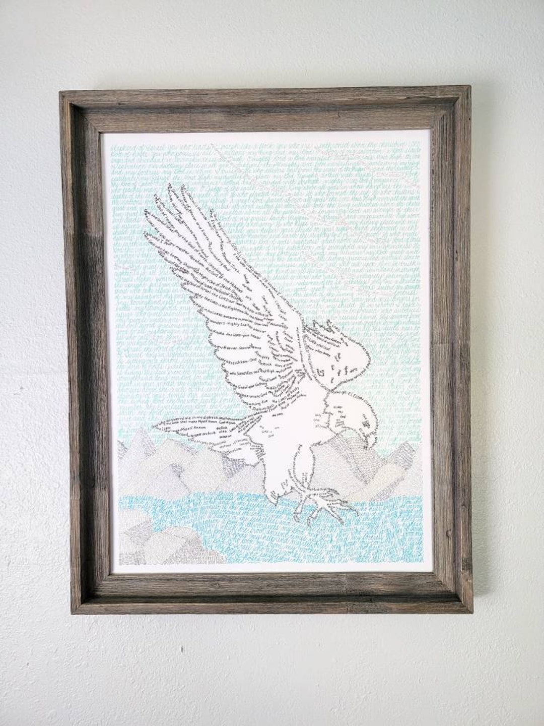 On Wings Like Eagles Word Art Print Christain Wall Hanging Scripture ...