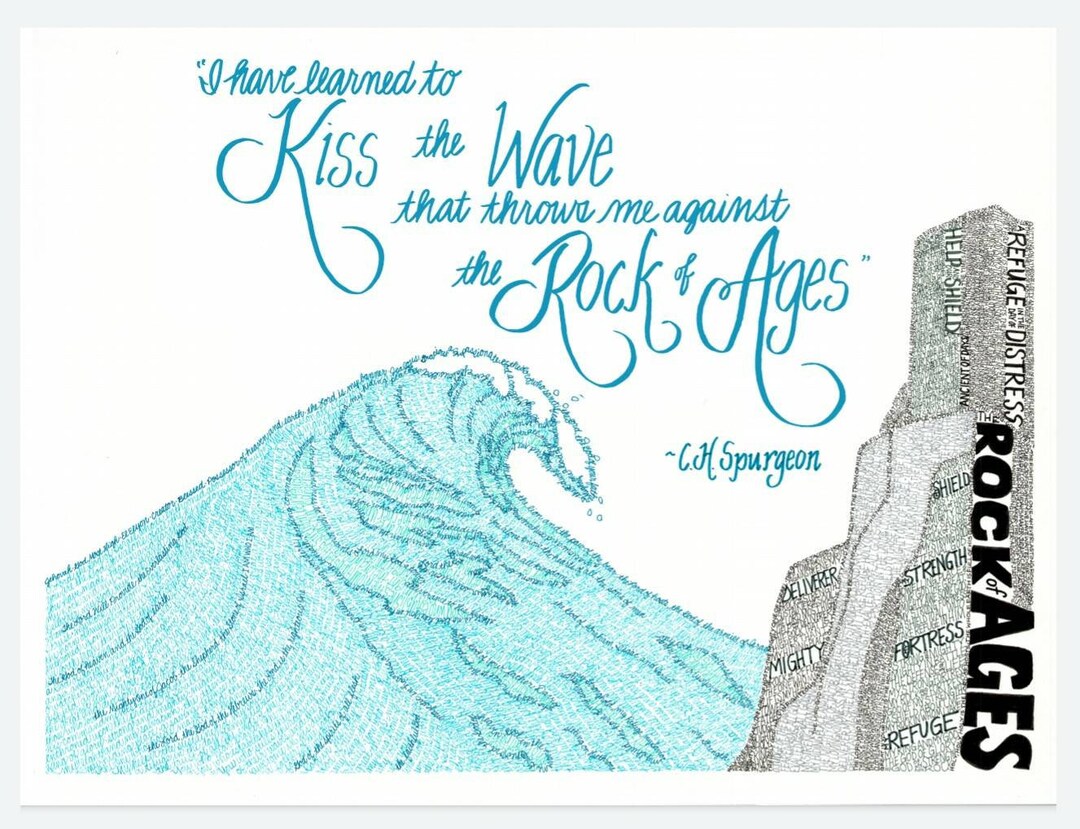Rock of Ages Word Art Printcharles Spurgeon Quotekiss the Wave