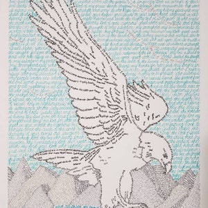 On Wings Like Eagles Word Art Print Christain Wall Hanging Scripture ...