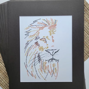 Bundle of (10) Christian Word Art Prints with Mattes--Your Choice--Lion of Judah, Psalm 22 Cross Eagles Wings Names of God Jesus