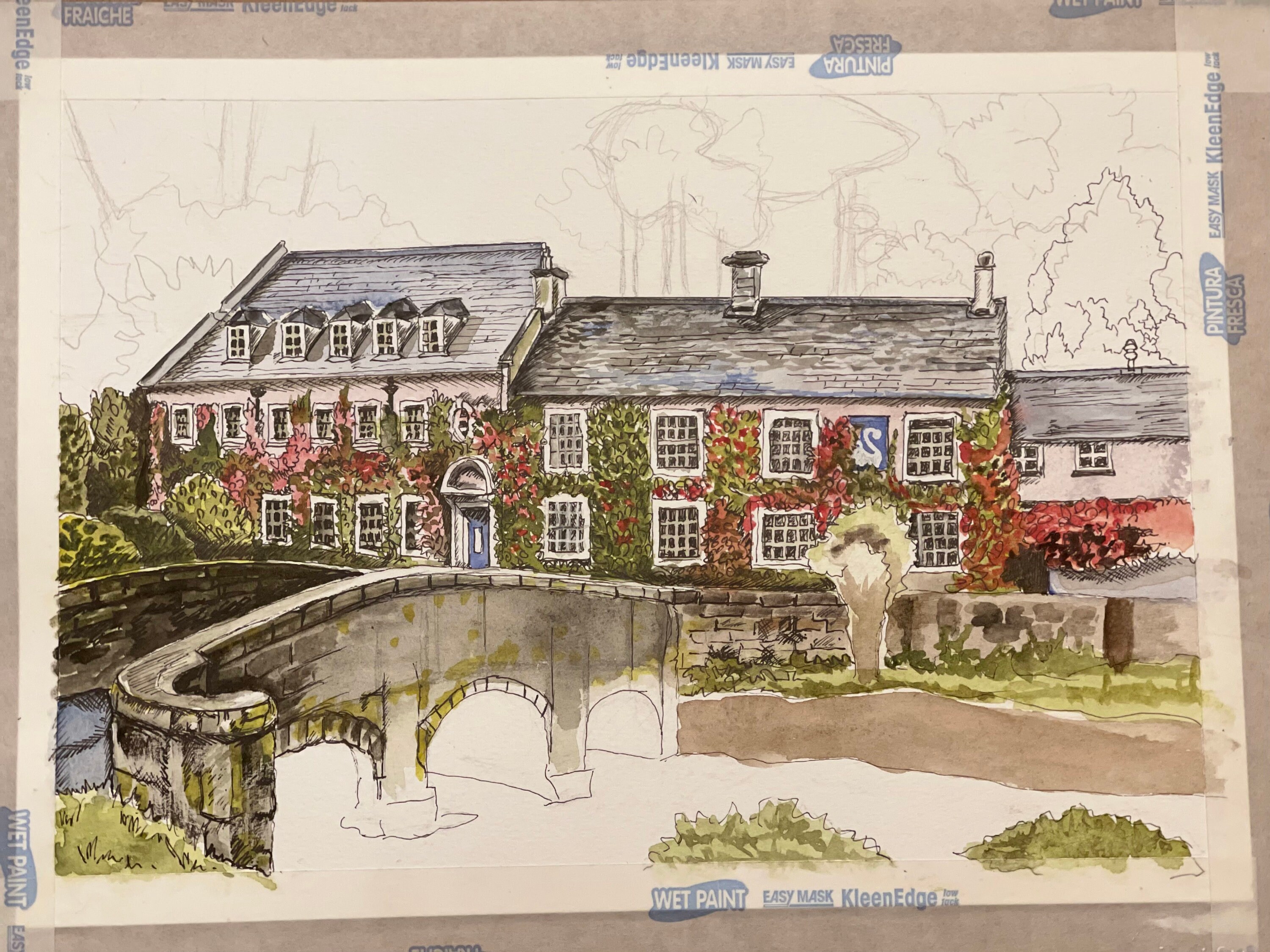 The swan hotel bibury original artwork digital download etsy