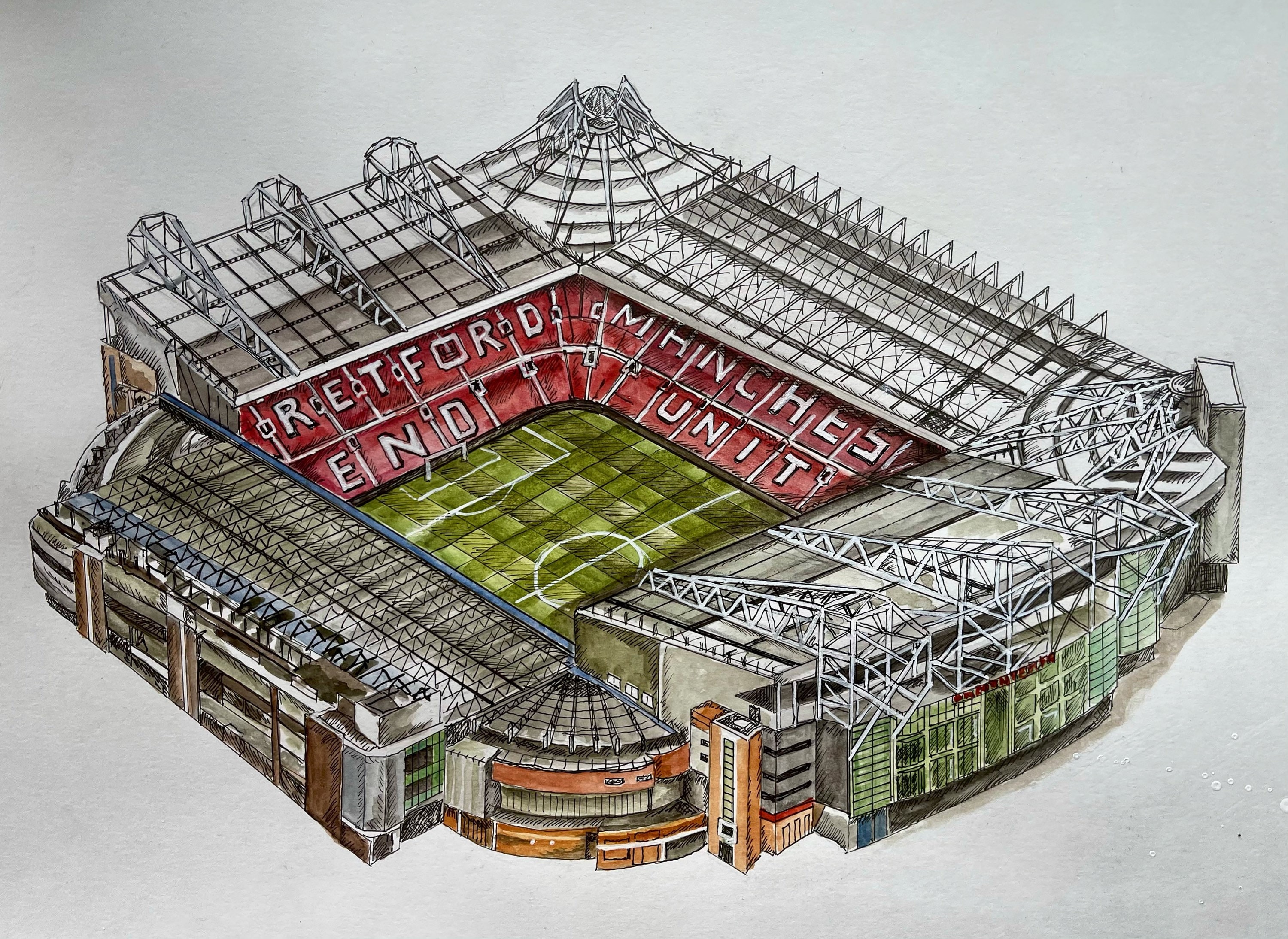 Old Trafford Original Artwork Limited Edition Signed Print Etsy UK