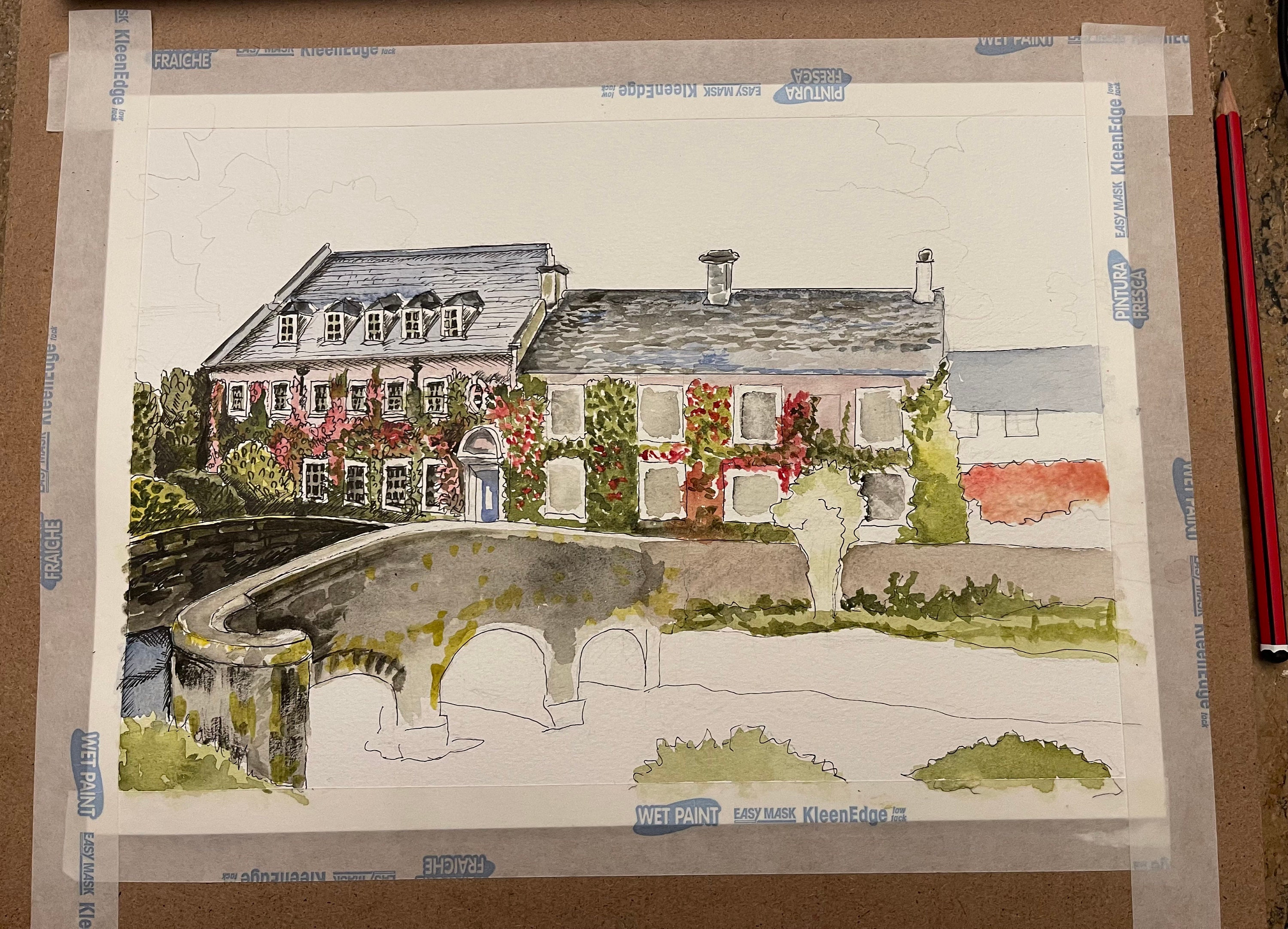 The swan hotel bibury original artwork digital download etsy