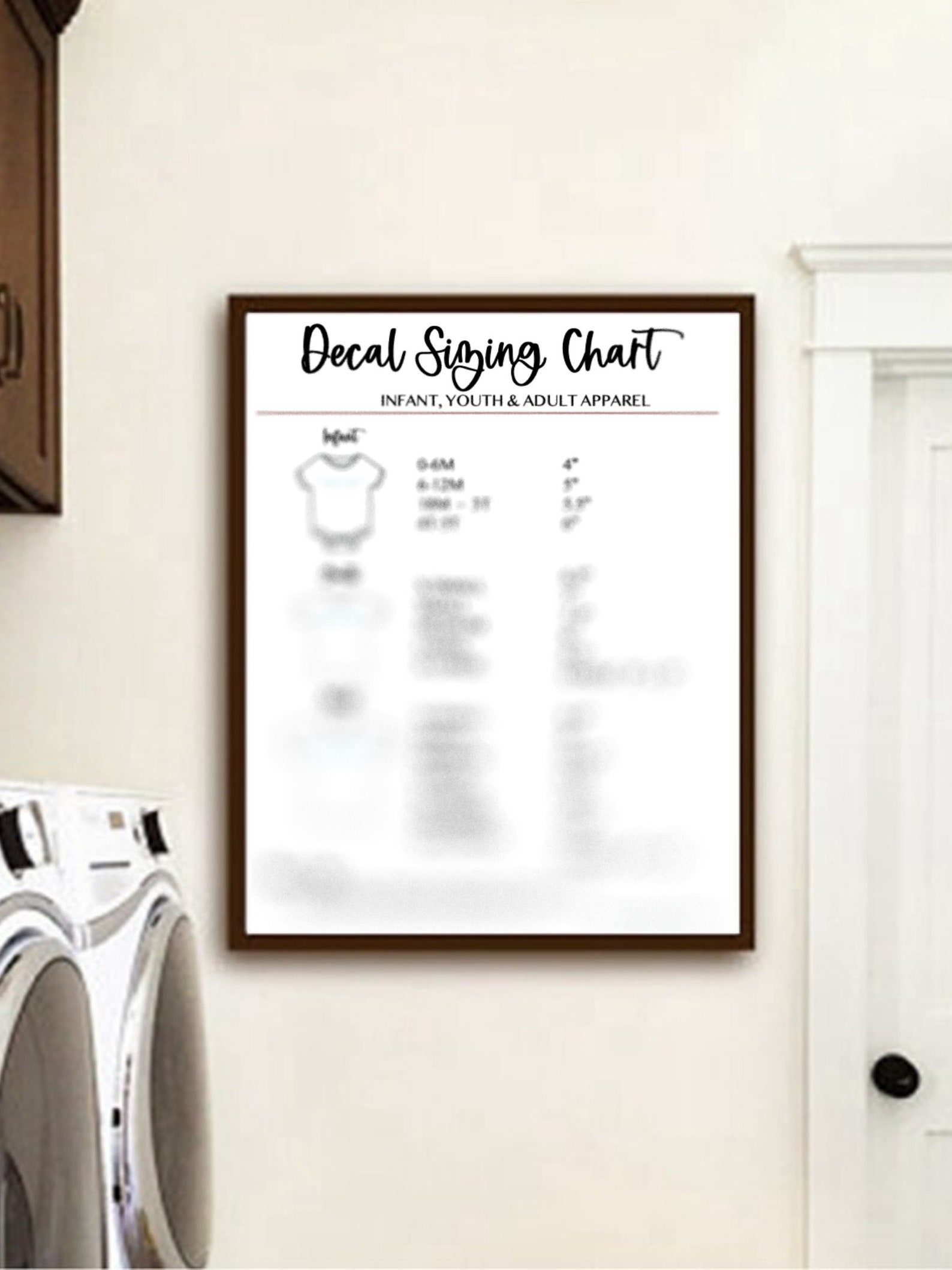 HTV Decal Sizing Chart Vinyl Decal Size Tshirt Design Size Etsy