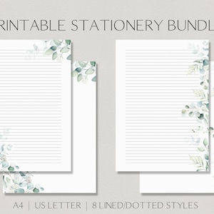 Eucalyptus Printable Paper Bundle, Stationery Set, Printable Stationery Bundle, Printable Letter Writing Paper, Eucalyptus Digital Paper