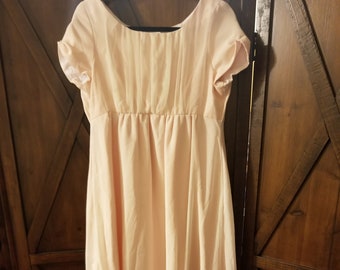 Pink white overlay empire waist dress Jane Austen Edwardian medium