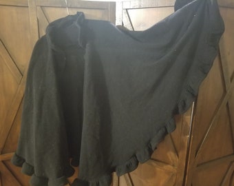 Full circle polyester black Cape ruffle renaissance opera period