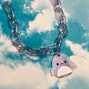 Squishmallow Necklace Squishmallow Jewelry Glitter Necklace Glitter Chain Necklace Acrylic Necklace Acrylic Jewelry Plastic Chain Necklace