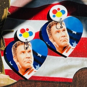 Ricky Bobby Ricky Bobby Earrings Talladega Nights Talladega Nights Earrings Acrylic Earrings Statement Earrings Pop Culture Earrings Fun