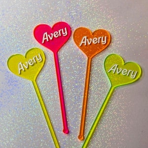 Custom Drink Stirrers Custom Name Drink Stirrers Personalized Drink Stirrers Neon Drink Stirrers Barbie Drink Stirrers Glitter Drink Stirrer