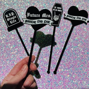 Acrylic Drink Stirrers Bride or Die Til Death Do Us Party RIP Single Life Custom Drink Stirrers Acrylic Stirrers Bachelorette Party Favors