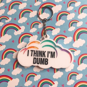 Nirvana Keychain Acrylic Keychain Cloud Keychain I Think I&#39;m Dumb Maybe Just Happy Nirvana Lyrics Keychain Dumb Keychain Pastel Keychain