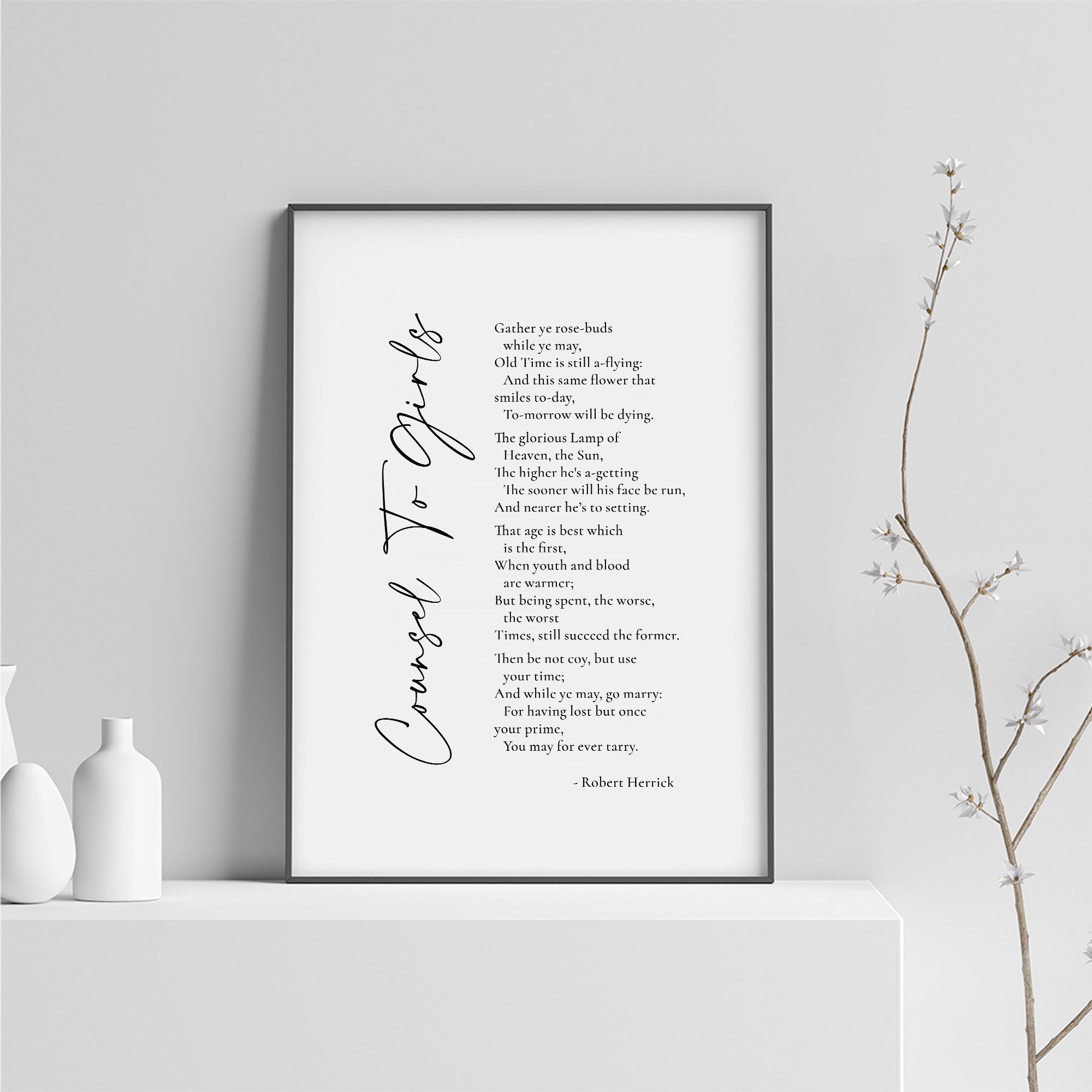 Counsel To Girl Robert Herrick Poem Print On Canvas No Frame Etsy