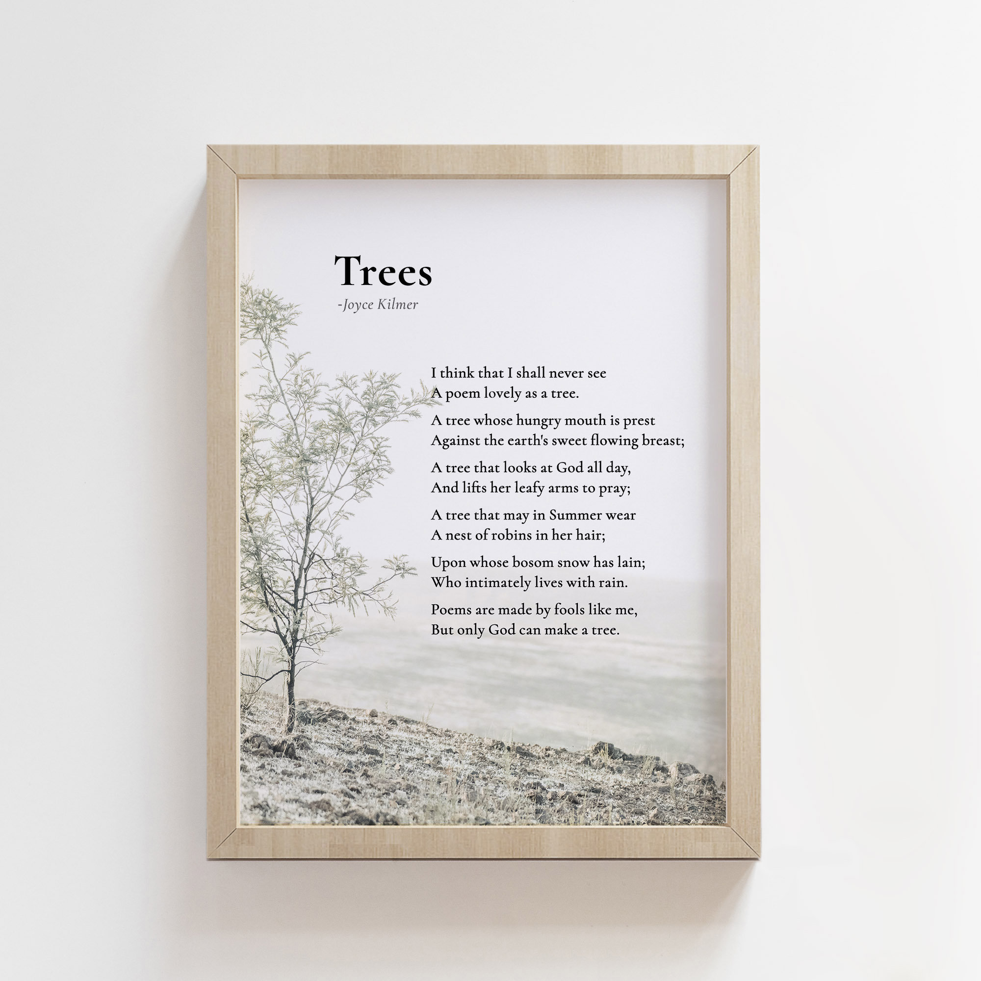 Trees Joyce Kilmer I think that I shall never see Poem Print Etsy