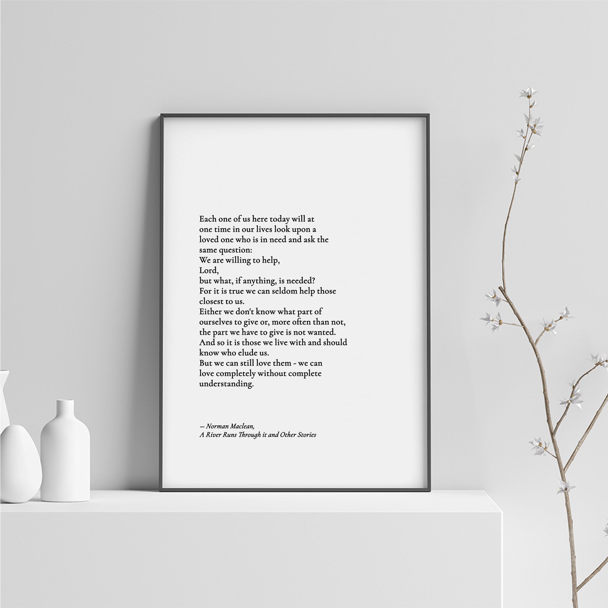 A River Runs Through it Norman Maclean quote print on canvas Etsy