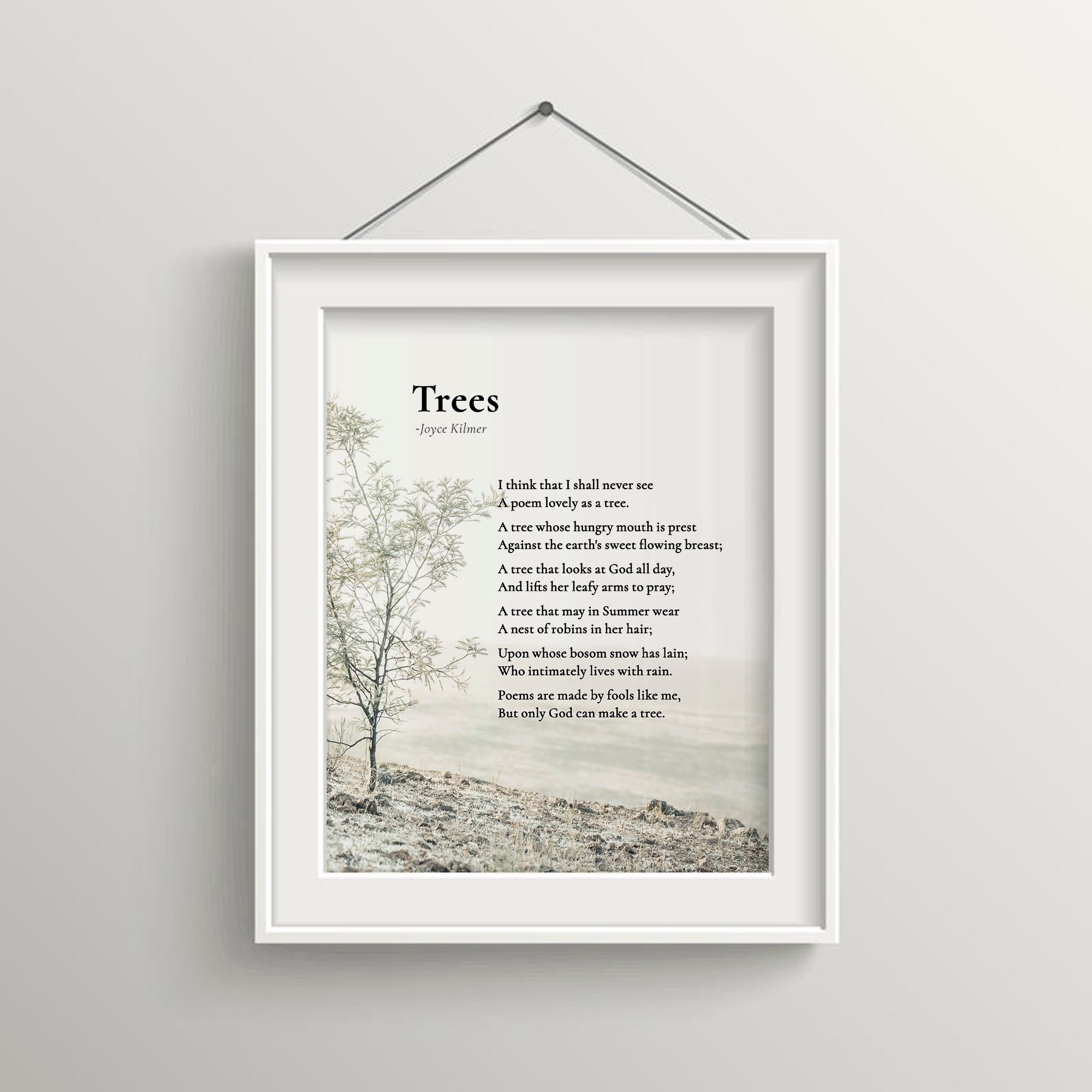 Trees Joyce Kilmer I think that I shall never see Poem Print Etsy