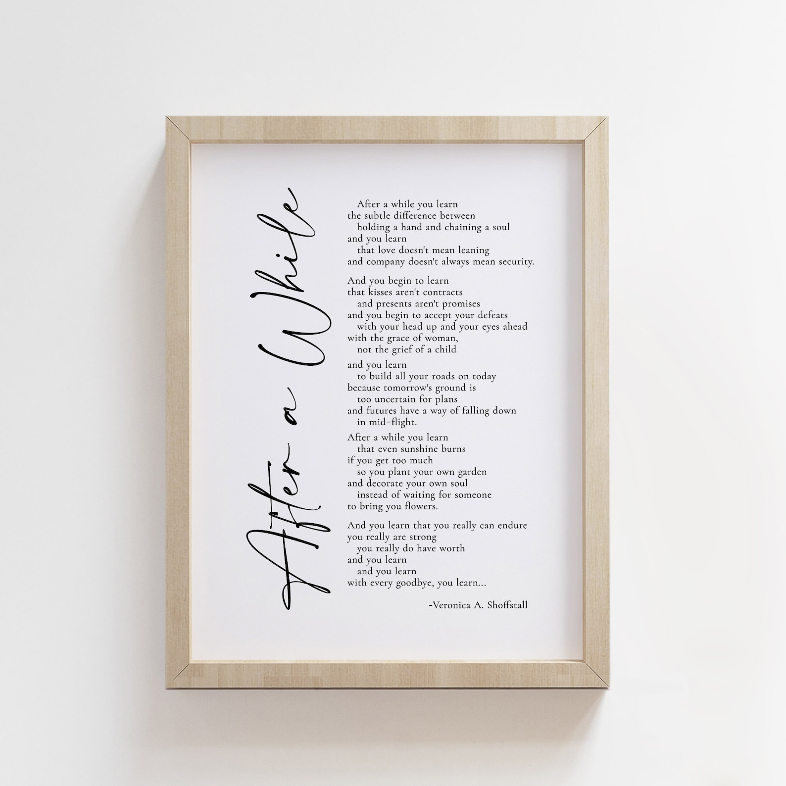 After A While Veronica Shoffstall Poem Printable On Canvas Etsy
