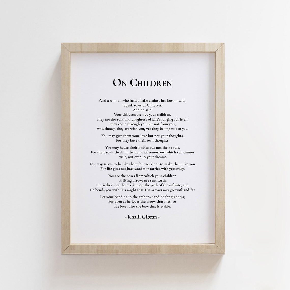 On Children Khalil Gibran Poem Print on Canvas Unframed Home | Etsy