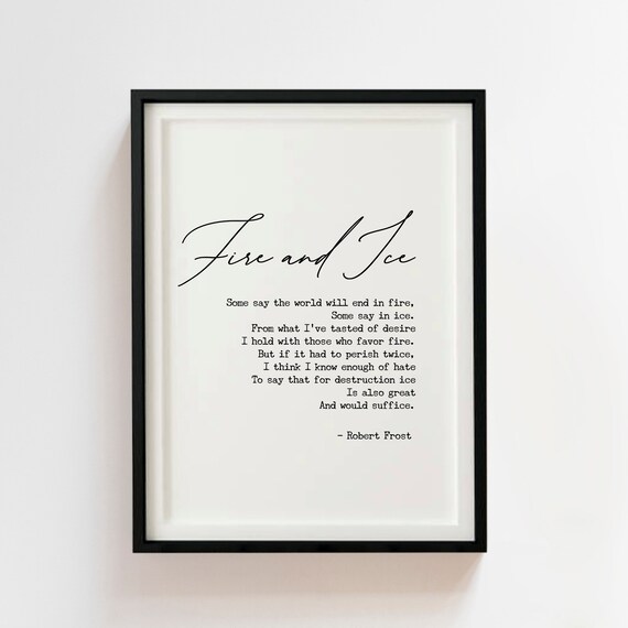 Fire And Ice Robert Frost Poem Print On Canvas Unframe Modern Etsy