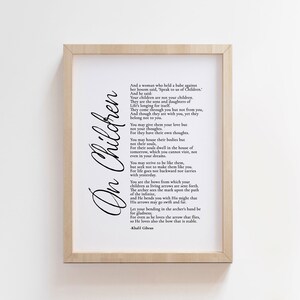 On Children Khalil Gibran poem printable unframed for home | Etsy