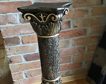 Magnifique colonne merveilleusement décorée, décoration unique pour votre maison, parfaite pour un cadeau, fabriquée en Europe, 74 cm