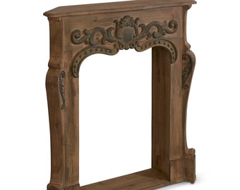 Beautiful wooden fireplace console. Perfect for the interior of your home. Unique decoration.