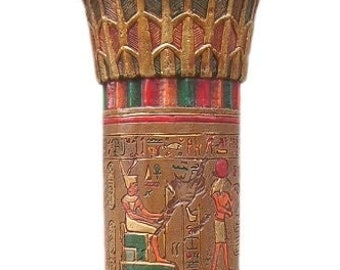 Beau grand pilier de style égyptien Décoration unique pour votre maison Parfait pour un cadeau Fabriqué en Europe 89 cm