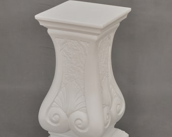 Columna decorada en color blanco, decoración única para tu hogar, perfecta para regalo, fabricada en Europa, 63 cm