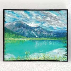 Emerald Lake Wall Art, Canada Landscape Print, Mountain Oil Painting ...