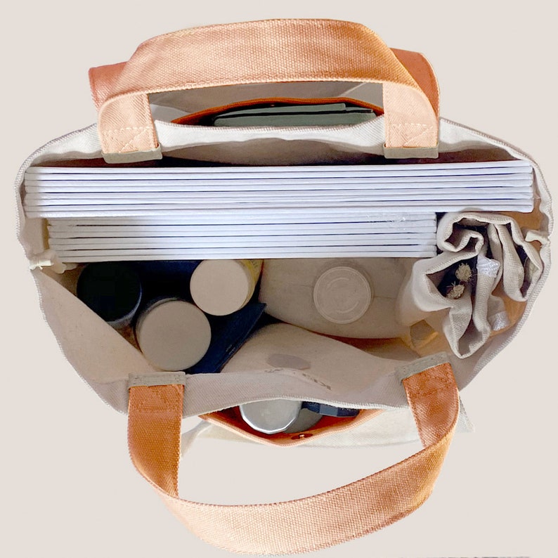 Canvas Tote Bag With Pockets and Compartments Work Tote Bag Etsy