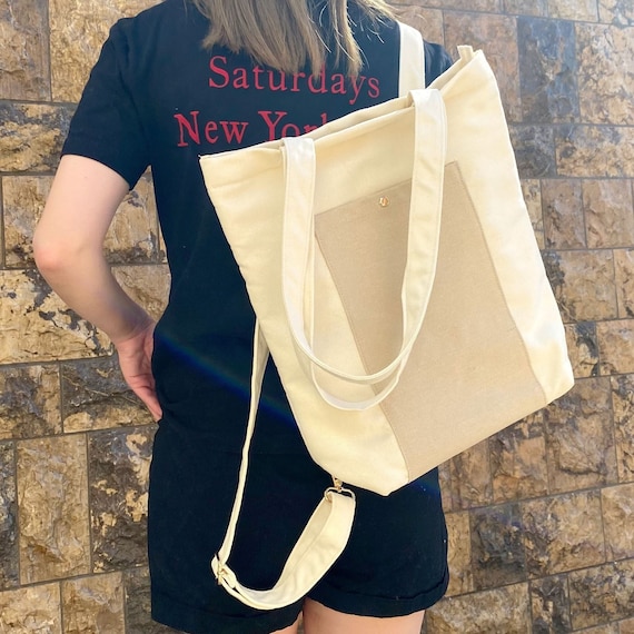 DIY Zero-waste nylon tote bag with lining, zipper, and inner pocket