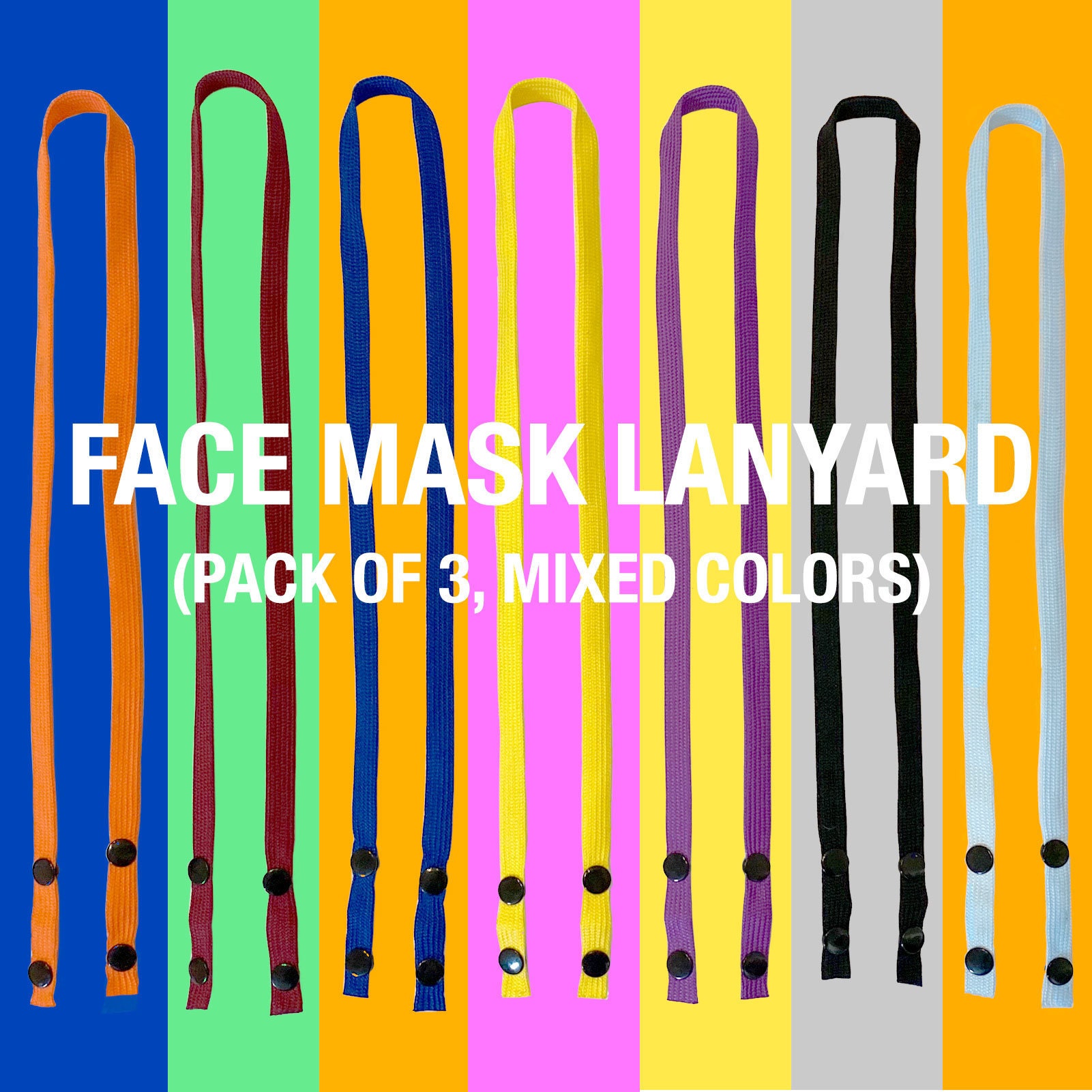 Set of 3 Kids Face Mask Lanyard Mask Necklace With Snap Etsy