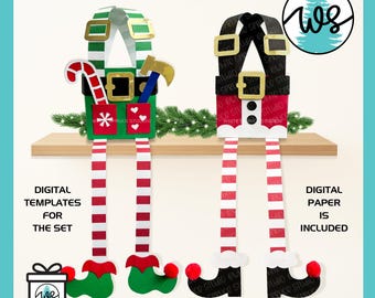 Christmas 3D Elf and Santa Treat Box Set SVG Templates