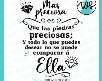 Spanish Bible Verse SVG, Proverbs 3:15, Mother's Day Gift (Digital Download)
