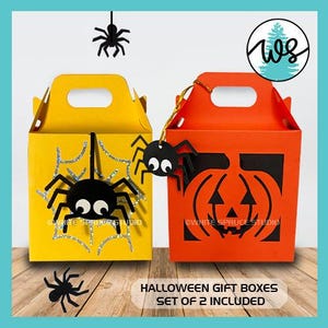 Halloween Gift Box Set, Halloween Treat Bag, Paper Gift Box, Halloween Treat Holder, Halloween Paper Purse svg, Halloween Pumpkin Gift Box